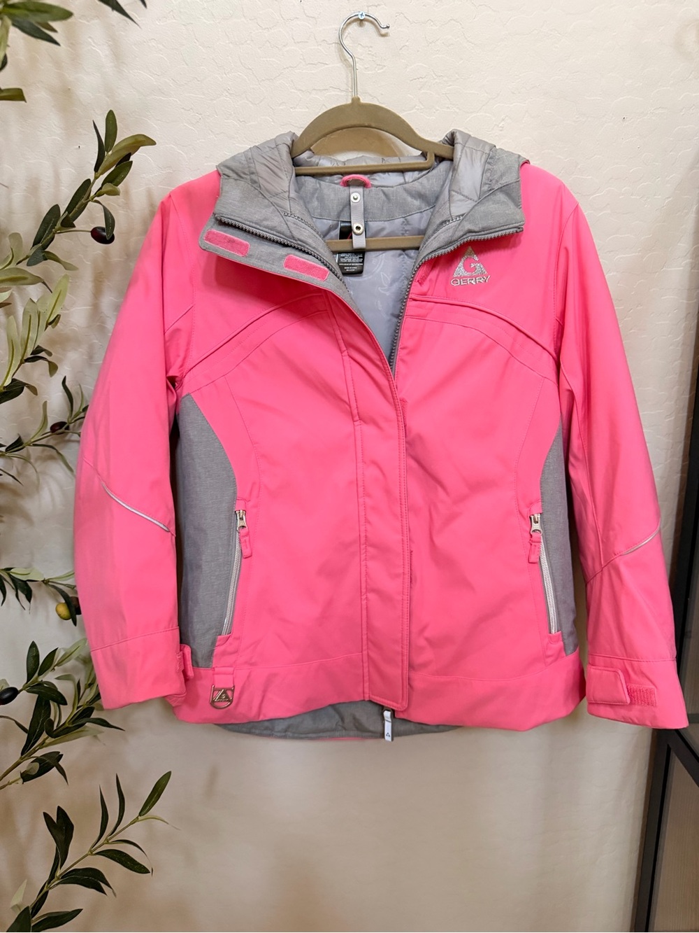 Gerry Weber Gray Jacket with Pink Hood Trim